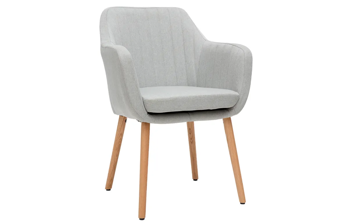 New Miliboo Sillón escandinavo gris claro y patas roble ALEYNA