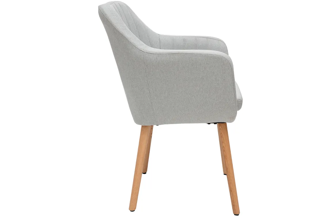 New Miliboo Sillón escandinavo gris claro y patas roble ALEYNA