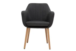 Clearance Miliboo Sillón escandinavo gris oscuro y patas roble ALEYNA