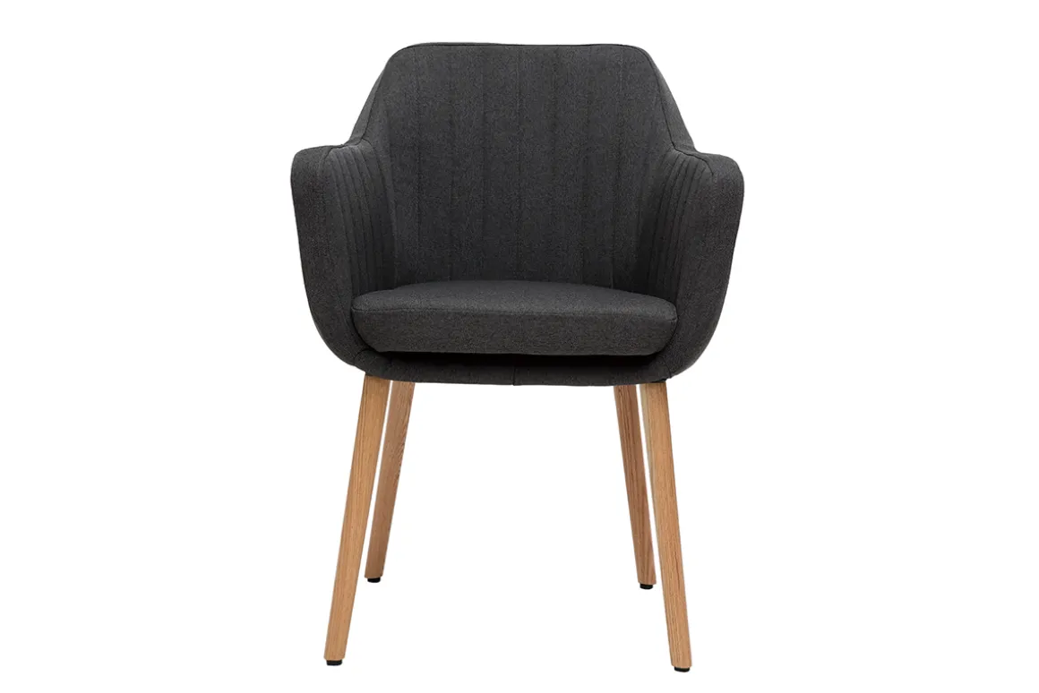 Clearance Miliboo Sillón escandinavo gris oscuro y patas roble ALEYNA