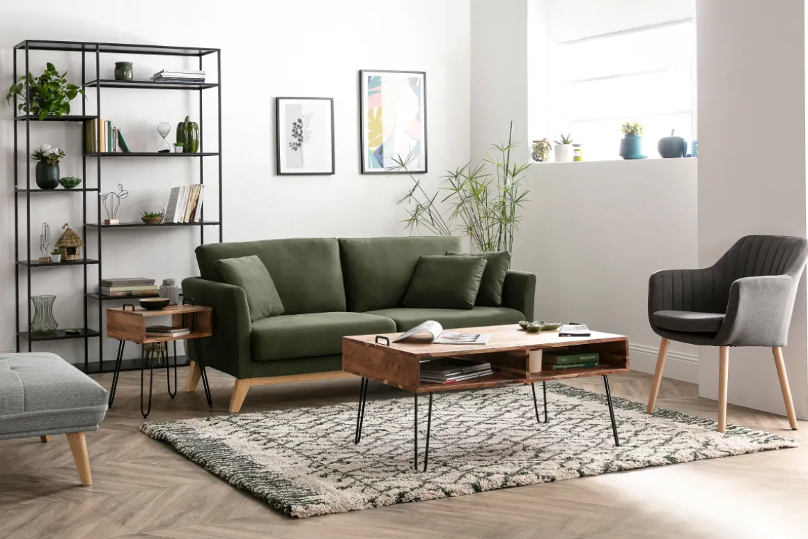 Clearance Miliboo Sillón escandinavo gris oscuro y patas roble ALEYNA