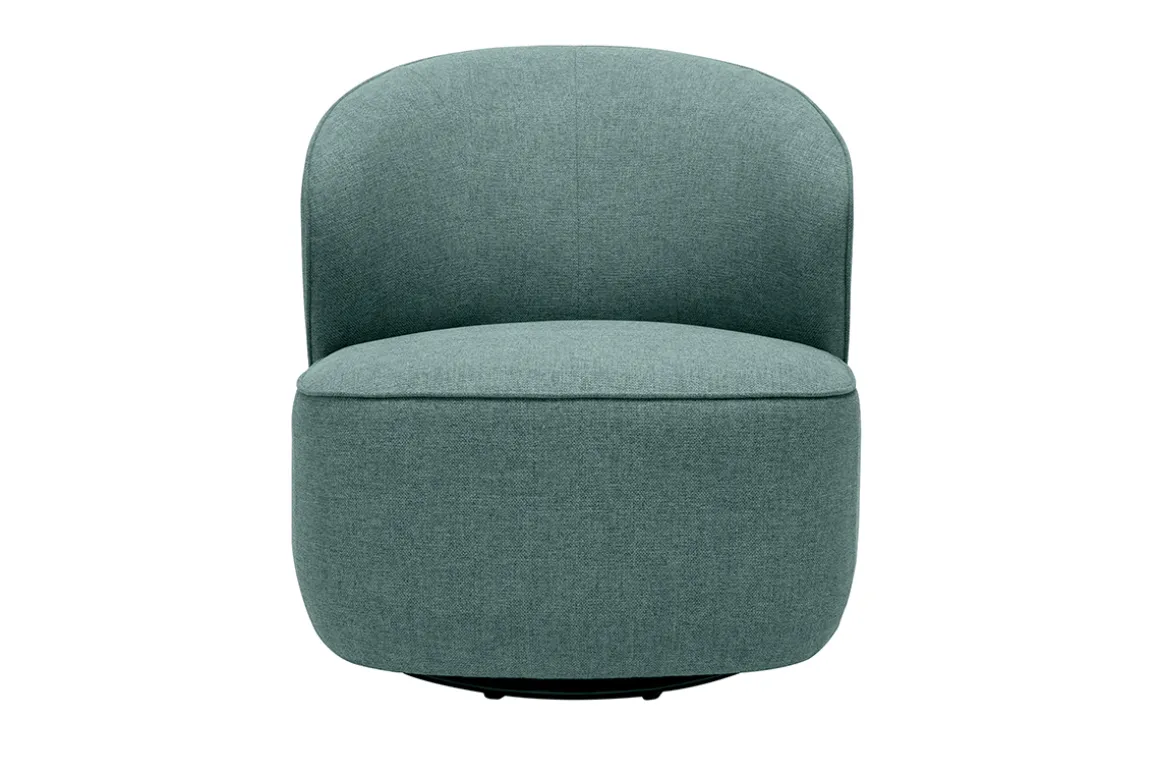 Shop Miliboo Sillón giratorio de diseño de tela verde grisáceo AMBER