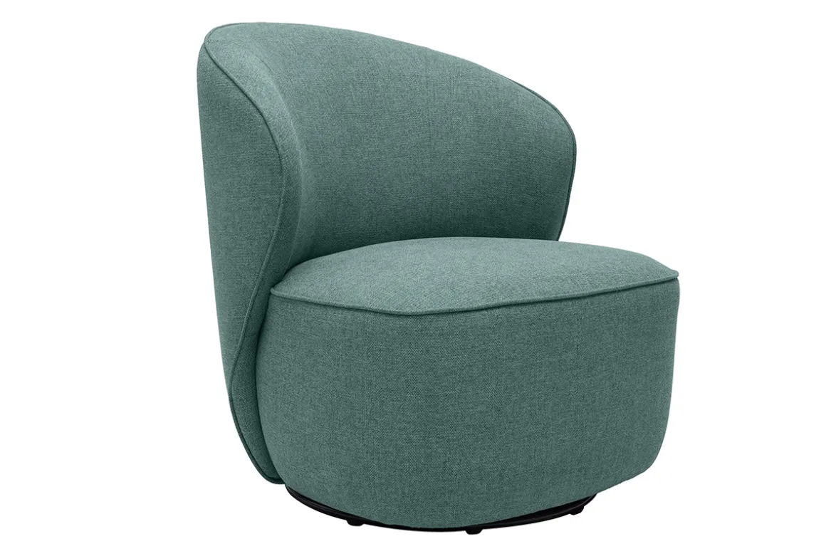 Shop Miliboo Sillón giratorio de diseño de tela verde grisáceo AMBER