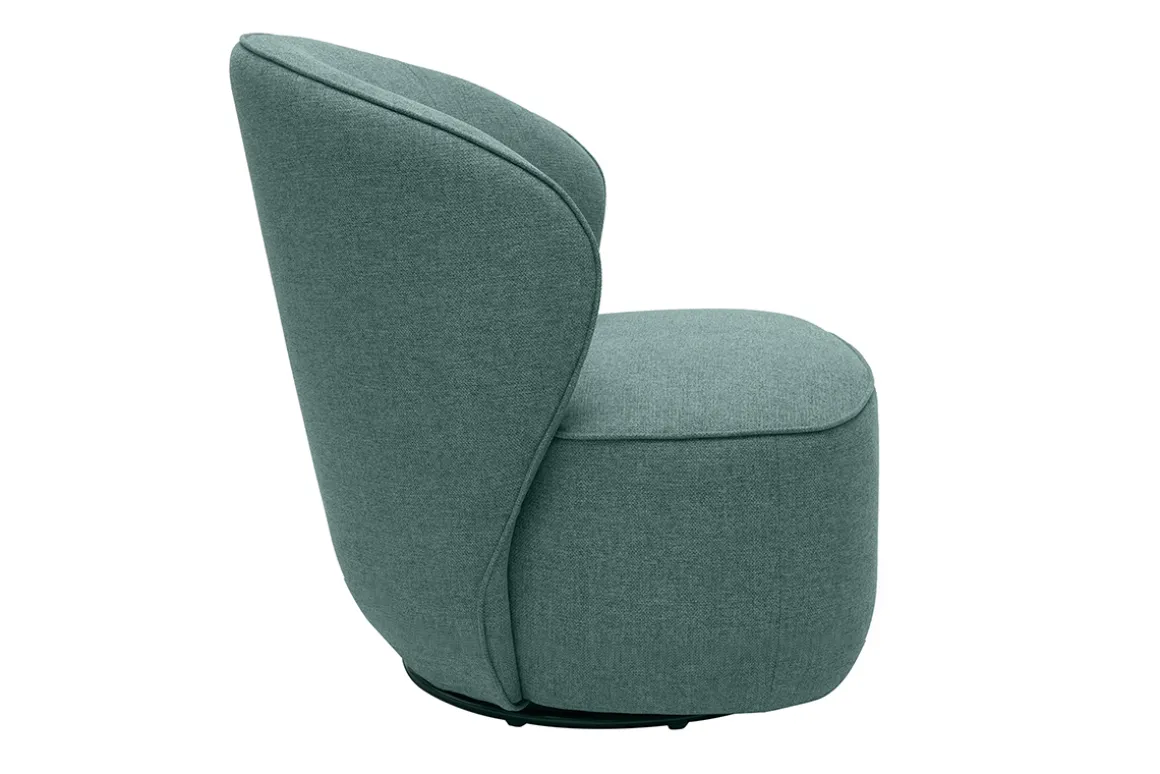 Shop Miliboo Sillón giratorio de diseño de tela verde grisáceo AMBER