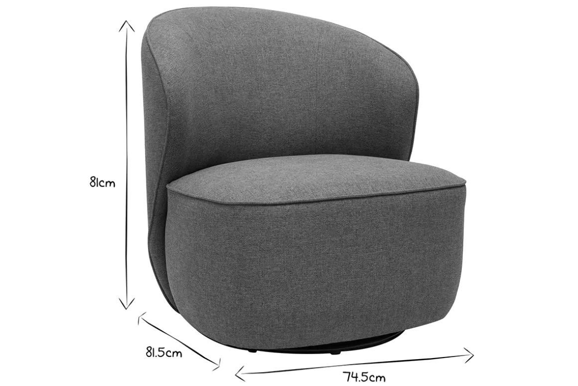 Shop Miliboo Sillón giratorio de diseño de tela verde grisáceo AMBER