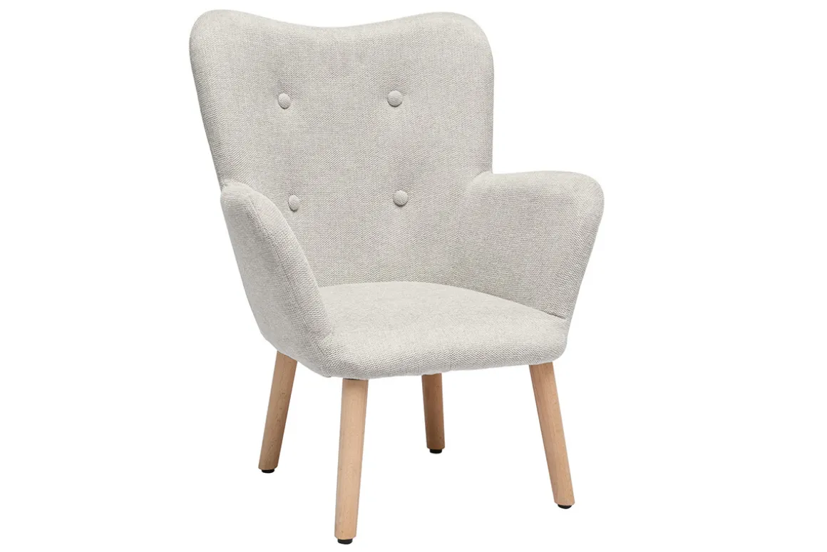 Cheap Miliboo Sillón infantil escandinavo de tela efecto terciopelo beige y madera clara BABY BRISTOL