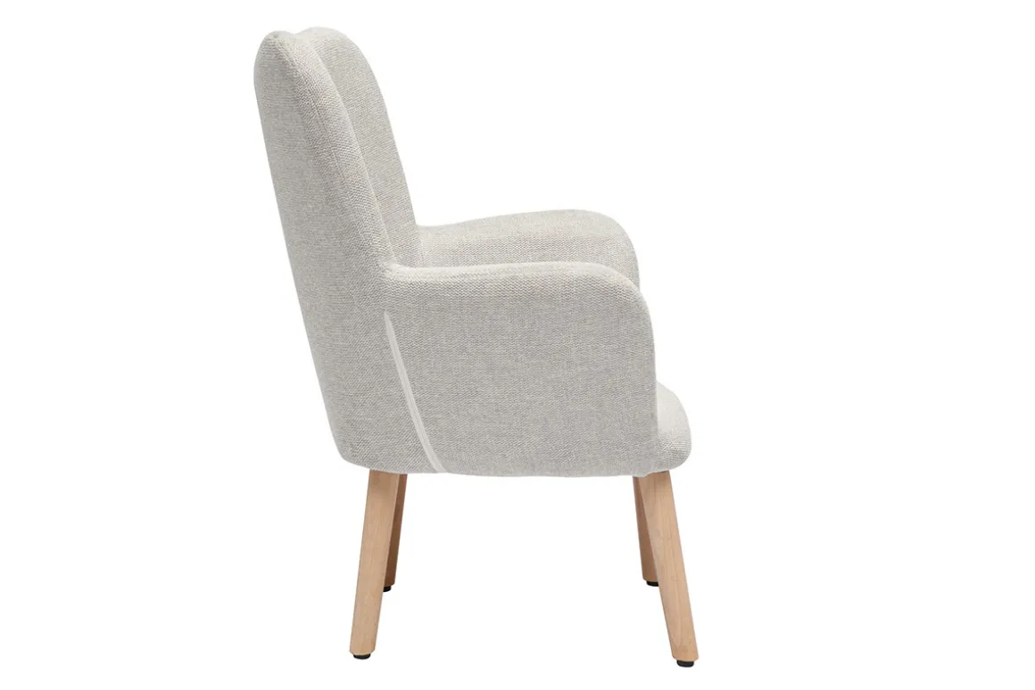 Cheap Miliboo Sillón infantil escandinavo de tela efecto terciopelo beige y madera clara BABY BRISTOL