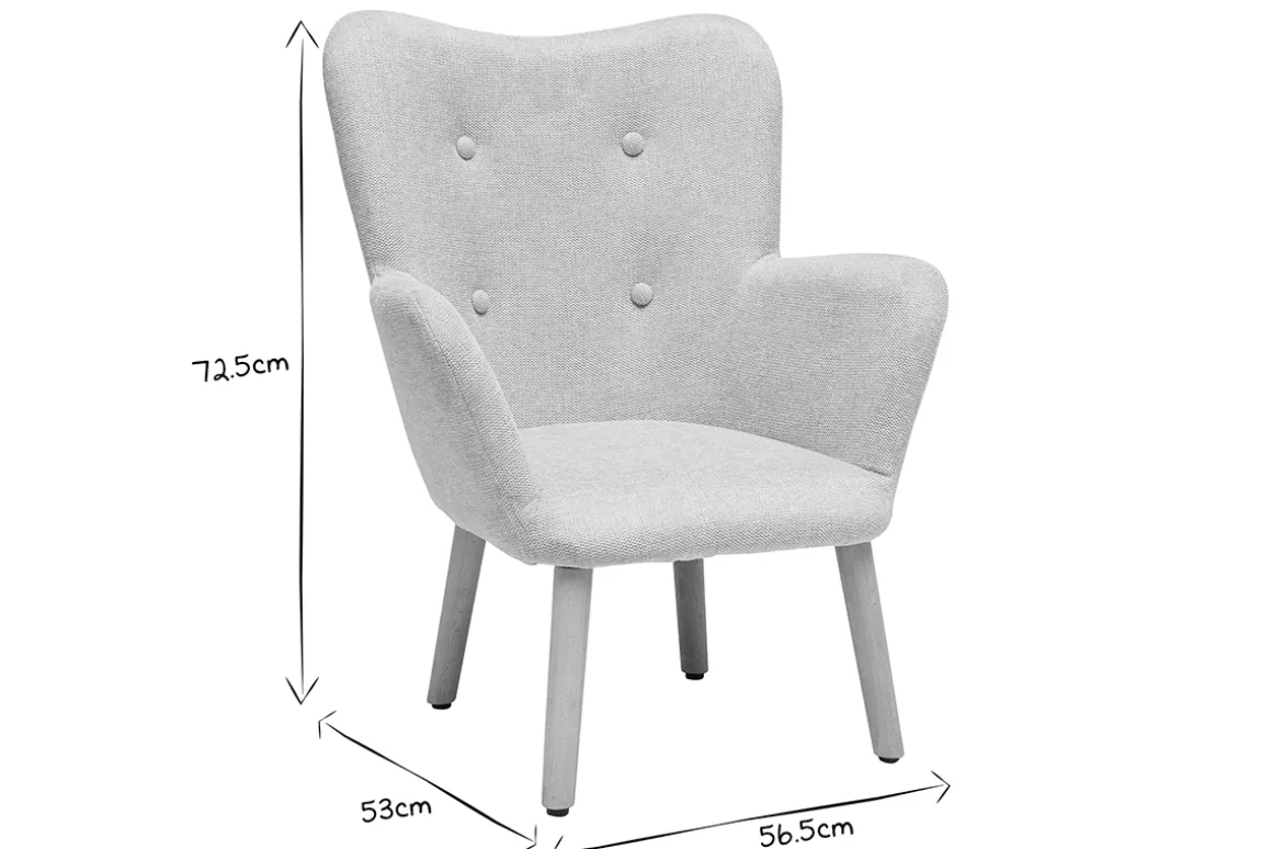 Cheap Miliboo Sillón infantil escandinavo de tela efecto terciopelo beige y madera clara BABY BRISTOL