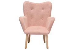 Discount Miliboo Sillón infantil escandinavo de terciopelo rosa y madera clara BABY BRISTOL