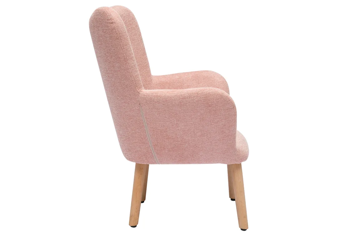 Discount Miliboo Sillón infantil escandinavo de terciopelo rosa y madera clara BABY BRISTOL