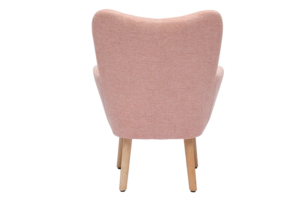Discount Miliboo Sillón infantil escandinavo de terciopelo rosa y madera clara BABY BRISTOL