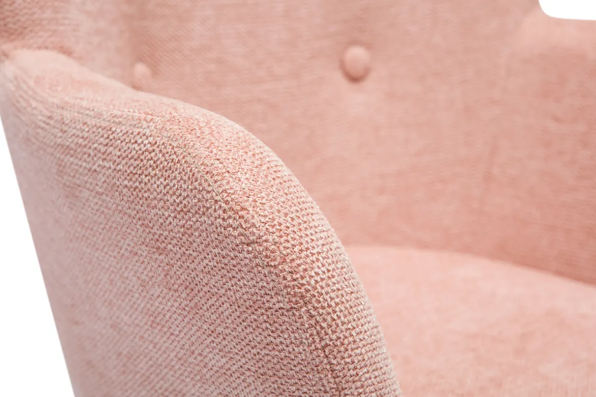 Discount Miliboo Sillón infantil escandinavo de terciopelo rosa y madera clara BABY BRISTOL