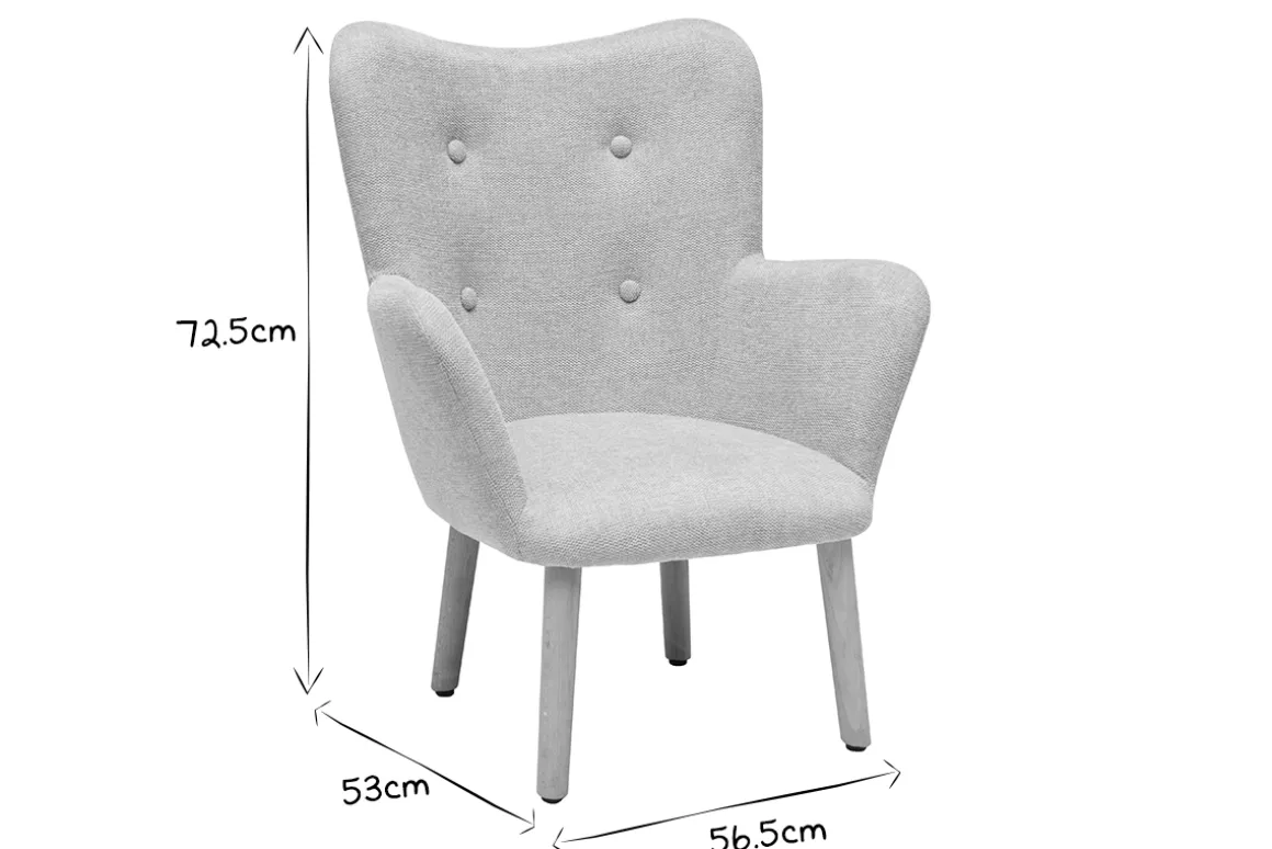 Discount Miliboo Sillón infantil escandinavo de terciopelo rosa y madera clara BABY BRISTOL