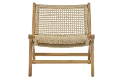 Clearance Miliboo Sillón lounge de madera de teca maciza y cuerda trenzada SUMBA