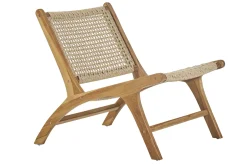 Clearance Miliboo Sillón lounge de madera de teca maciza y cuerda trenzada SUMBA