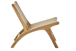 Clearance Miliboo Sillón lounge de madera de teca maciza y cuerda trenzada SUMBA