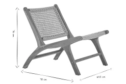 Clearance Miliboo Sillón lounge de madera de teca maciza y cuerda trenzada SUMBA
