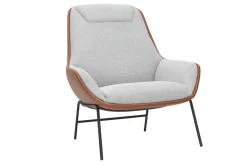 Store Miliboo Sillón marrón con tejido efecto terciopelo gris MARCEAU