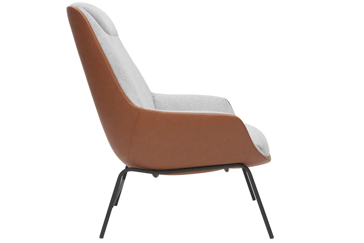 Store Miliboo Sillón marrón con tejido efecto terciopelo gris MARCEAU