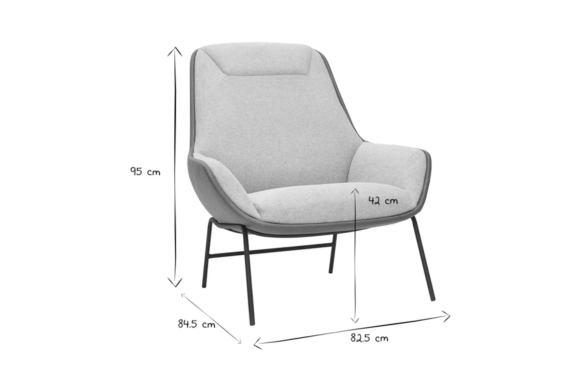 Store Miliboo Sillón marrón con tejido efecto terciopelo gris MARCEAU