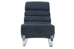 Outlet Miliboo Sillón mecedora moderno efecto terciopelo azul TAYLOR