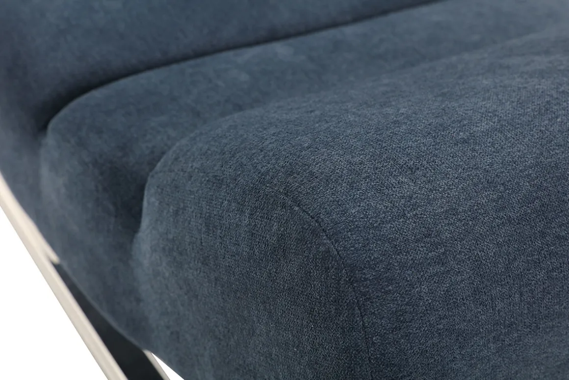 Outlet Miliboo Sillón mecedora moderno efecto terciopelo azul TAYLOR