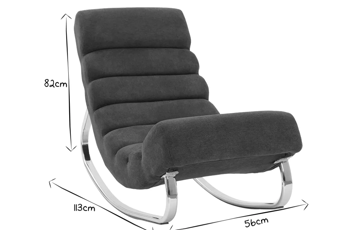 Outlet Miliboo Sillón mecedora moderno efecto terciopelo azul TAYLOR