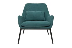 Best Miliboo Sillón moderno con tejido efecto aterciopelado azul petróleo y metal negro MAXINE