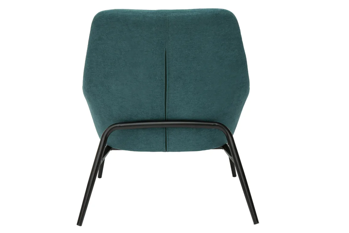 Best Miliboo Sillón moderno con tejido efecto aterciopelado azul petróleo y metal negro MAXINE