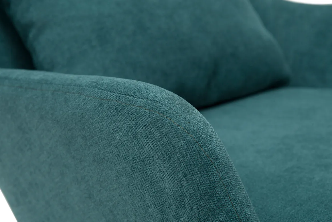 Best Miliboo Sillón moderno con tejido efecto aterciopelado azul petróleo y metal negro MAXINE
