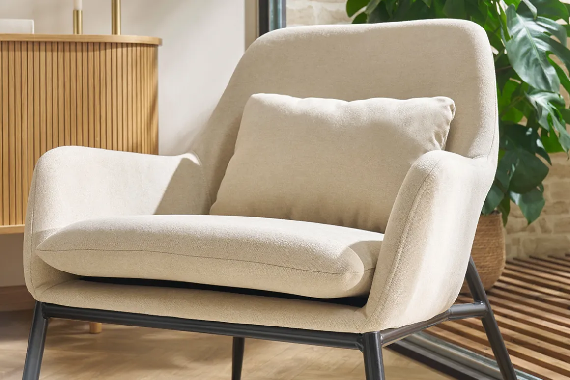 Best Miliboo Sillón moderno con tejido efecto aterciopelado azul petróleo y metal negro MAXINE