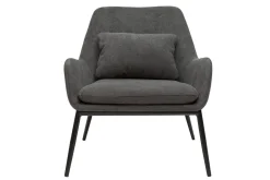 Best Miliboo Sillón moderno con tejido efecto aterciopelado gris oscuro y metal negro MAXINE