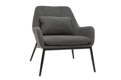 Best Miliboo Sillón moderno con tejido efecto aterciopelado gris oscuro y metal negro MAXINE