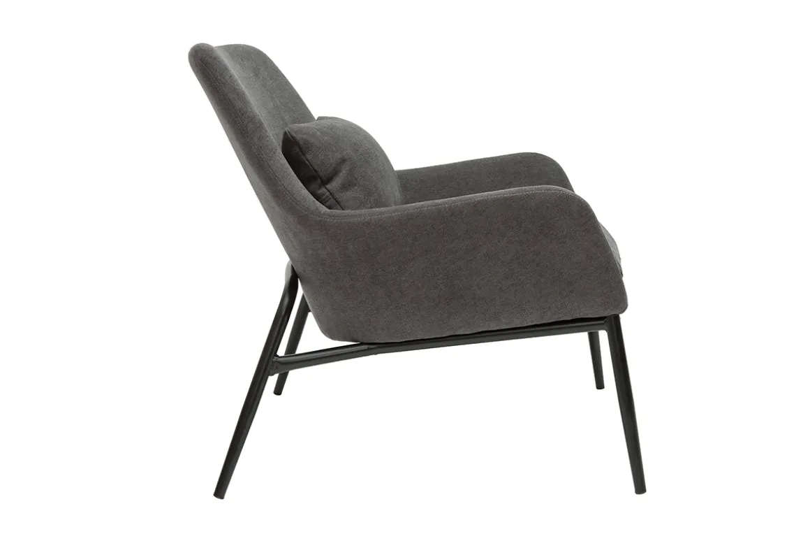Best Miliboo Sillón moderno con tejido efecto aterciopelado gris oscuro y metal negro MAXINE