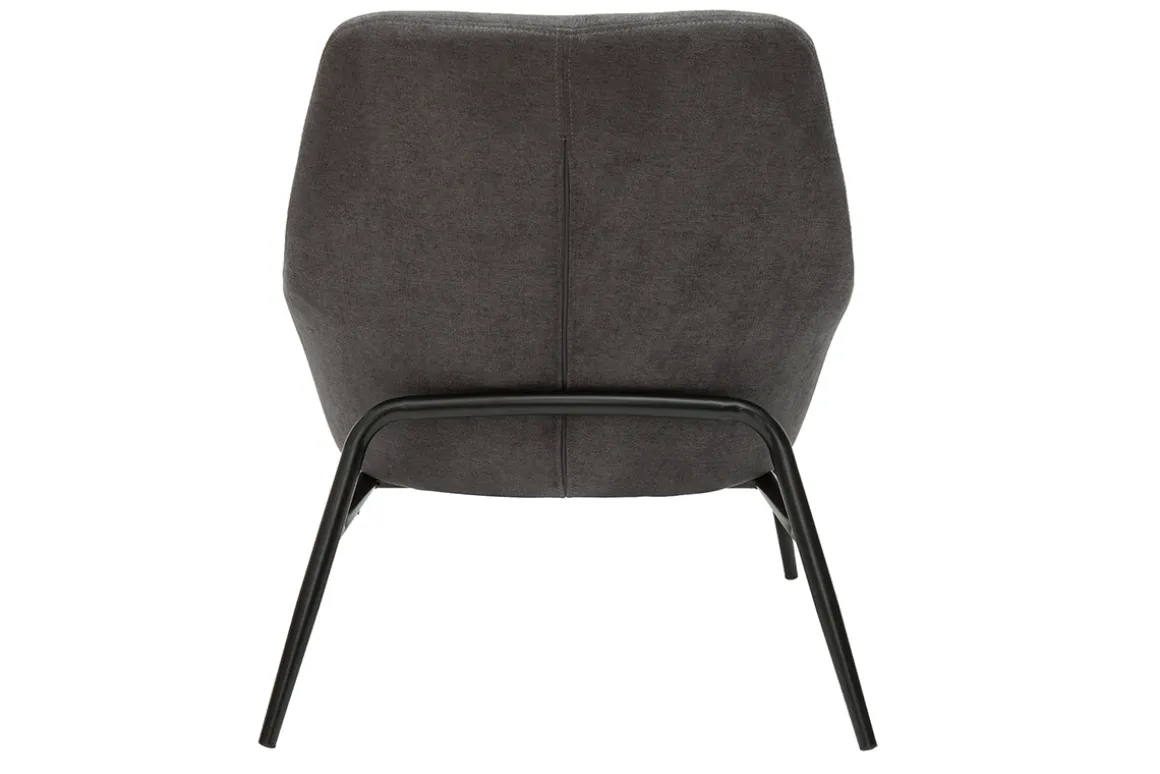 Best Miliboo Sillón moderno con tejido efecto aterciopelado gris oscuro y metal negro MAXINE