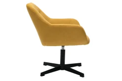 Best Sale Miliboo Sillón moderno con tejido efecto aterciopelado amarillo mostaza y metal negro MAXINE