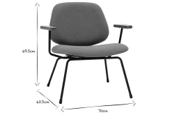 Outlet Miliboo Sillón moderno de borreguillo color terracota, metal negro y madera oscura BARNET