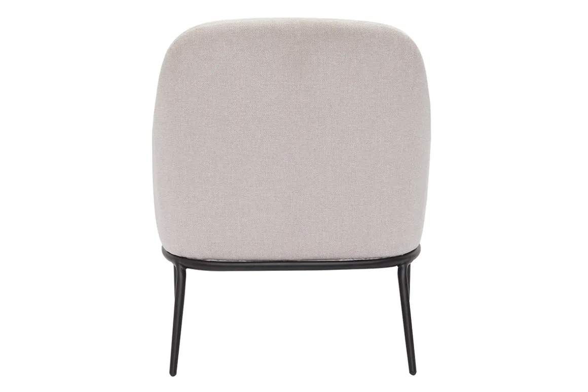 Outlet Miliboo Sillón moderno de tejido efecto aterciopelado texturizado beige y metal negro BREGO