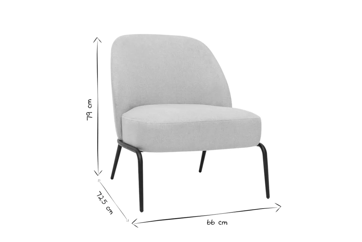 Outlet Miliboo Sillón moderno de tejido efecto aterciopelado texturizado beige y metal negro BREGO