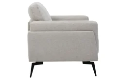 Hot Miliboo Sillón moderno de tejido efecto aterciopelado texturizado beige y metal negro MOSCO