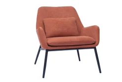 Best Sale Miliboo Sillón moderno de tejido efecto aterciopelado terracota y metal negro MAXINE