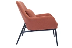 Best Sale Miliboo Sillón moderno de tejido efecto aterciopelado terracota y metal negro MAXINE