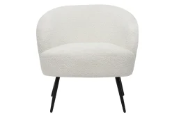 Discount Miliboo Sillón moderno de tela efecto borreguillo color crudo y metal negro MAGGIE