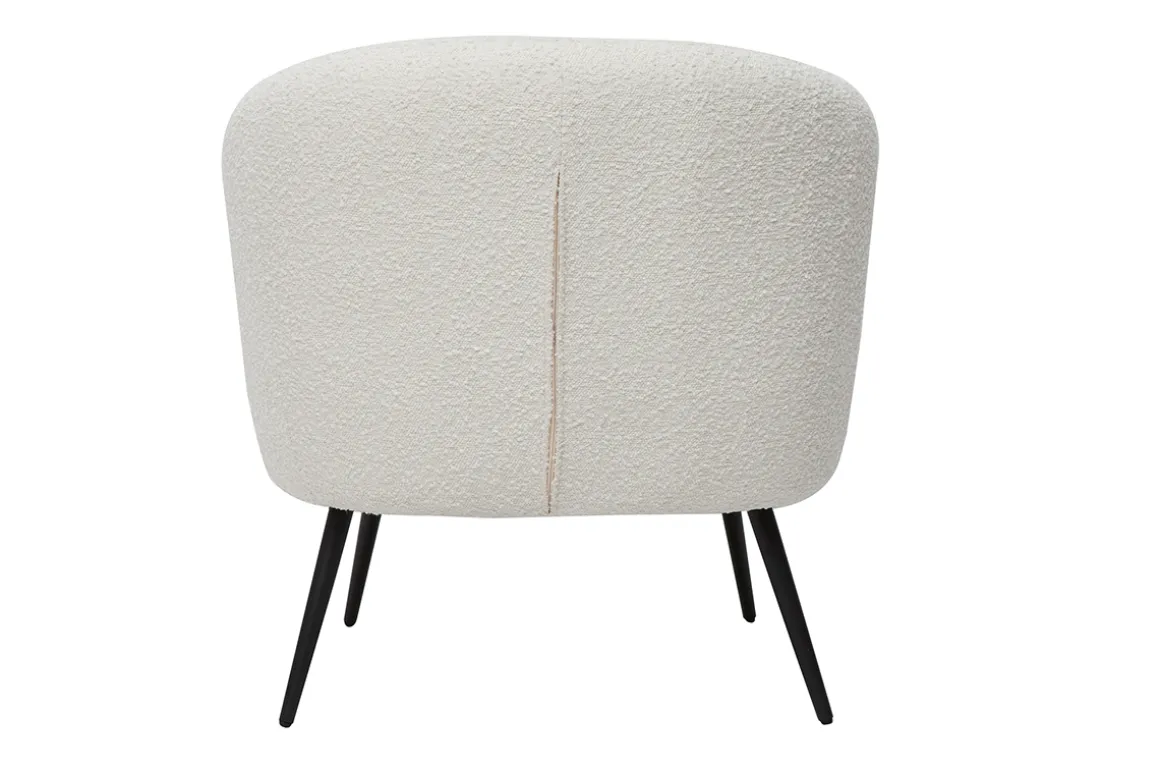 Discount Miliboo Sillón moderno de tela efecto borreguillo color crudo y metal negro MAGGIE