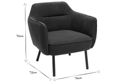 Cheap Miliboo Sillón moderno de tela efecto aterciopelado gris oscuro LAURENS