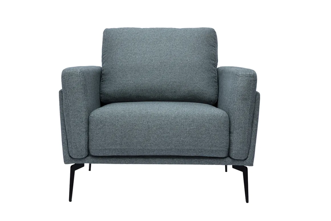 Cheap Miliboo Sillón moderno de tela verde grisáceo y metal negro MOSCO