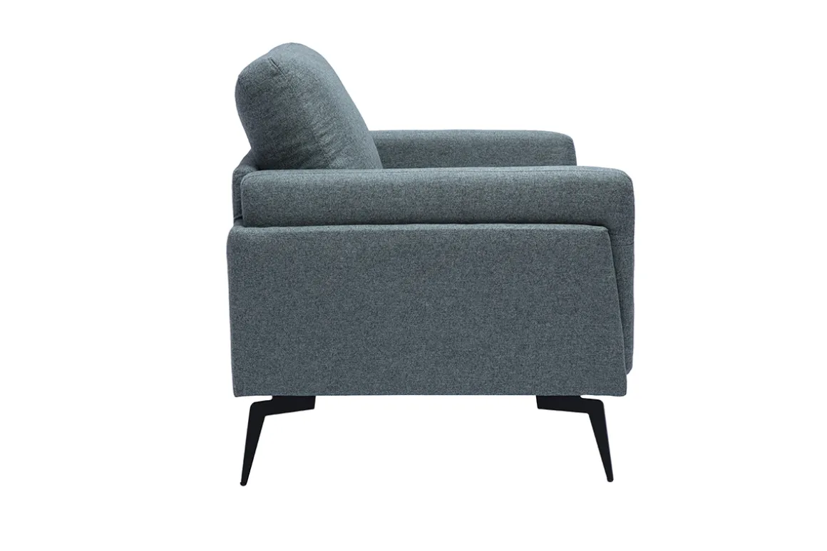Cheap Miliboo Sillón moderno de tela verde grisáceo y metal negro MOSCO