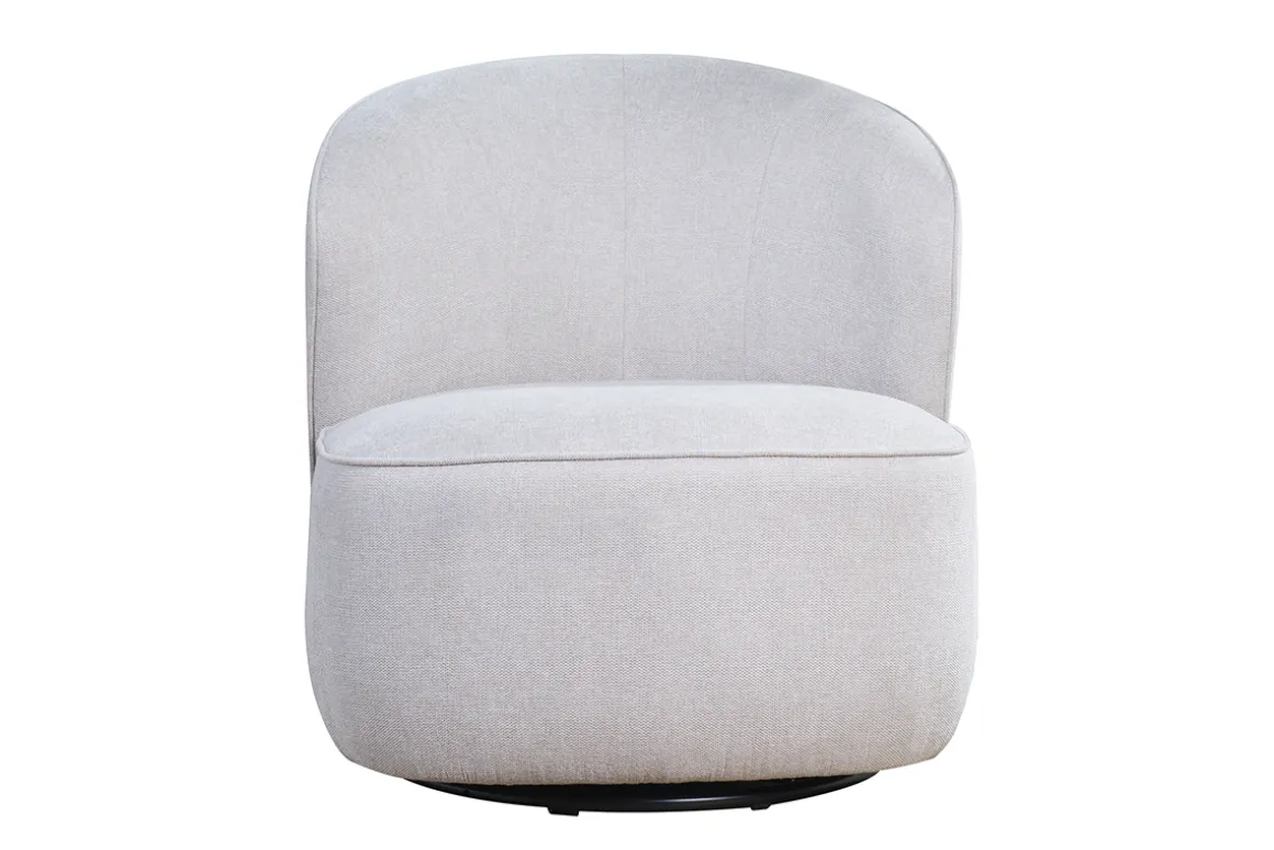 Store Miliboo Sillón moderno giratorio de tejido efecto aterciopelado texturizado beige AMBER