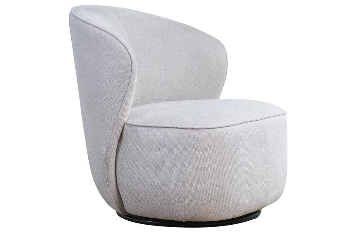 Store Miliboo Sillón moderno giratorio de tejido efecto aterciopelado texturizado beige AMBER