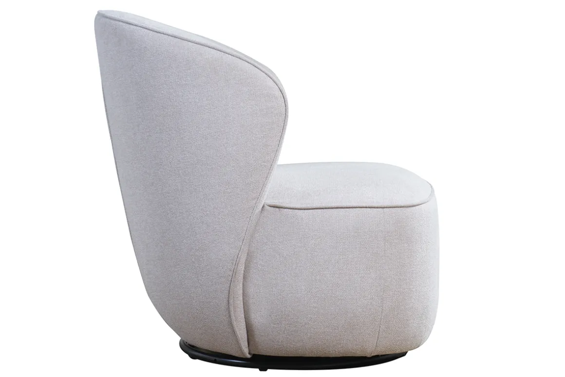 Store Miliboo Sillón moderno giratorio de tejido efecto aterciopelado texturizado beige AMBER